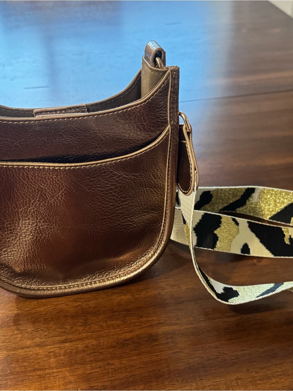 Lemonbella Crossbody Bag,  Patterned Strap metallic bronze/gold faux-leather